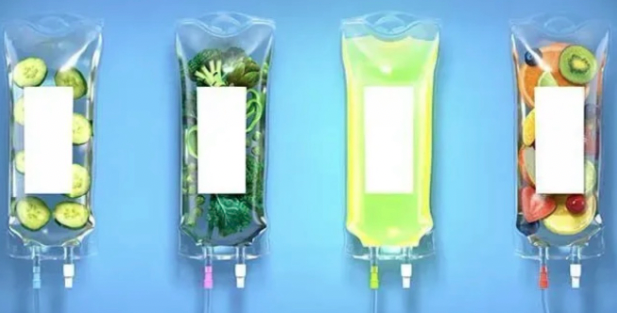 IV drip bags with nutrient infusions
